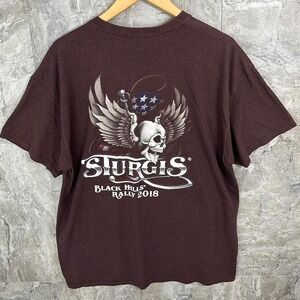 Brown Sturgis Black‎ Hills Rally 2018 biker tee Men's XL Vintage  #bikerlife